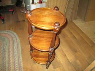 Ethan Allen 3 - Tier End Table Plant Stand Old Tavern Antique Pine 1976