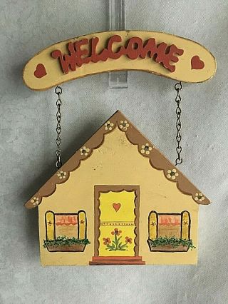 Vintage Wooden Welcome Sign Country Cottage 10 " X 7 "