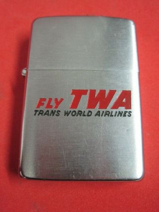 Antique Cigarette Lighter Zippo Pat 251719 Advertising Airlines Fly Twa