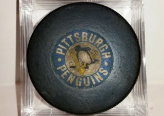 1969 - 77 Vintage CCM Art Ross Tyler PITTSBURGH PENGUINS NHL Official GAME PUCK 2