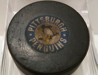 1969 - 77 Vintage CCM Art Ross Tyler PITTSBURGH PENGUINS NHL Official GAME PUCK 3