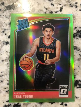 2018 - 19 Optic Trae Young Hawks Rated Rookie Lime Green Refractor /149