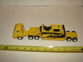 Vintage Mini Tonka Toy Truck Metal Construction Lowboy Dozer Hauler Semi