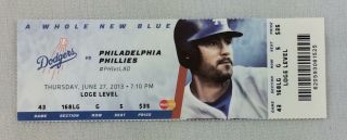 Mlb 2013 06/27 Philadelphia Phillies At Los Angeles Dodgers Ticket - Greinke Wp