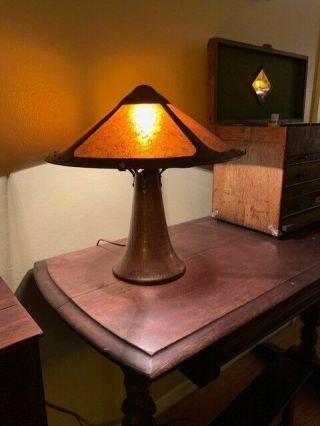 Luke Marshal Hand Hammered Copper Table Lamp,  Van Erp Style