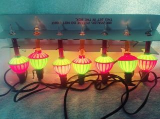 Vintage Beacon Christmas Bubble Set 7 Lights Extra Bulbs