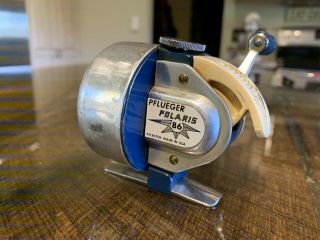 Vintage Pflueger Polaris 86 Spin Casting Closed Face Fishing Reel Push Button