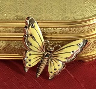 Stunning Rare Vintage Sterling Craft By Coro Large Yellow Butterfly Brooch Pin