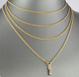 Antique Victorian 9ct Gold Long Guard / Muff Chain Necklace With Dog Clip