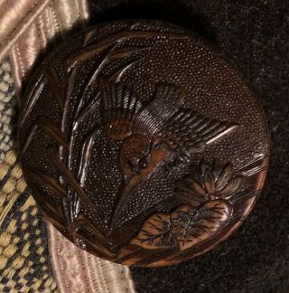 Vintage Carved Wood Button Hummingbird Bird A.  P.  & C.  Paris