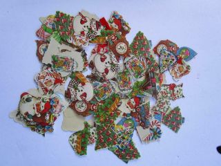 100 Vintage Dennison Eureka Usa Christmas Gummed Seals Stickers Santa Angel