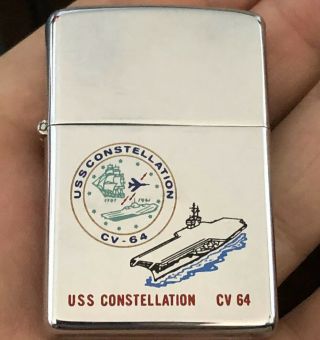 1979 Us Navy Uss Constellation Cv - 64 Usn Carrier Ship Zippo Lighter