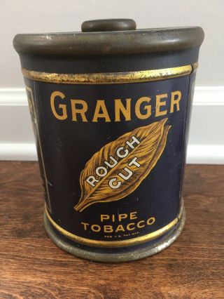Vintage Granger Rough Cut Pipe Tobacco Tin Pointer Dog