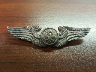 Vintage Ww2 Army Air Corps Air Crew Wings - Sterling Silver Pin - 2 Inches