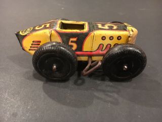 Marx Lithographed Tin Vintage Toy Race Car No.  5 Wind - Up