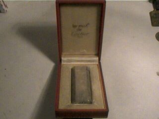 80s 70mm Cartier Silver - Plated Oval Lighter,  Authentic W/ Box