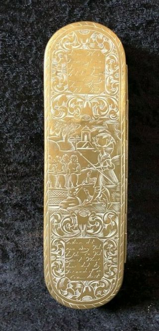 Antique Brass Georgian Tobacco Box (q8)