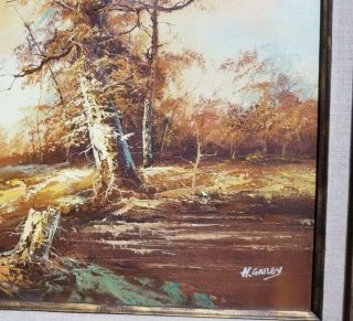 Vintage Landscape Oil Painting Signed by artist H.  Gailey 19.  5 