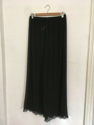 Vintage 90s St Michaels M&S Black Sheer Pleat Frill Issey Wide Leg Trousers S/M 3