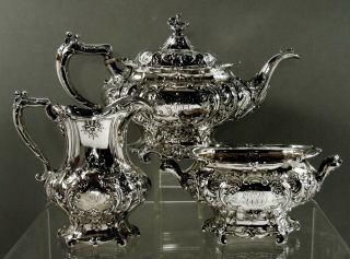 Gorham Sterling Silver Tea Set 1908 - Hand Decorated