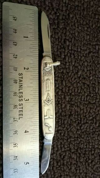 Vintage Colonial Prov Ri Usa Mason Logo Pocket Knife 2 Blade Rare