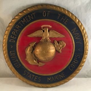 Vintage Carved Wood Wooden United States Marine Corps Plaque Sign