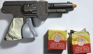 Cody Colt Paper Buster Toy Gun Plus 5 Rolls Paper Vintage Lmco Cowboy Western