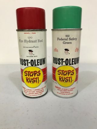 Vintage Rust Oleum Spray Paint Cans Federal Safety Green And Fire Hydrant Red