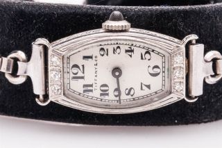 Antique 1920s Deco Tiffany & Co 18k Gold Platinum Diamond Ladies Sapphire Watch
