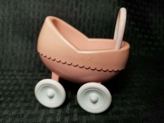 Vintage Little Tikes Dollhouse Size Pink Baby Buggy Pram Stroller