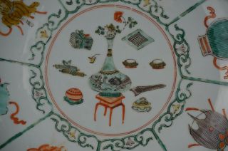 HUGE Chinese Famille Verte Eight Auspicious Symbols Porcelain Plate KANGXI - 34cm 3