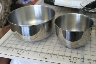2 Vintage Sunbeam Stainless Steel Mixing Bowls Mixmaster Stand 9 " And 6 " Bowls