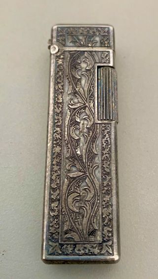 Vintage Colibri Silver Lighter Ornate Art Deco Engraved/etched Made In Japan