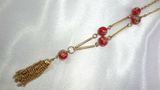 Vtg Sarah Coventry 1974 " Venetian Treasure " Necklace Red Glass Beads Book Piece
