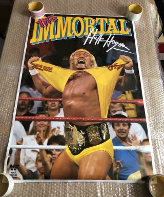 Vintage Hulk Hogan Wwf 1990 Wrestling Poster Hasbro Interest Rare Wcw