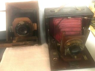 2 Antique Cameras Rochester Optical Co.  Bausch Lomb Optical Lens Plus Ibt Senior