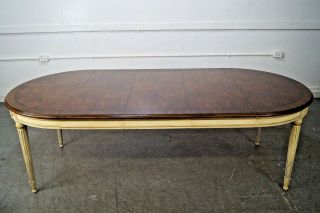 Karges Vintage French Louis Xvi Style Round Or Oval Walnut Dining Table 3 Leaves