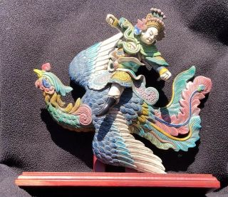 Taiwan Koji Cochin Pottery Wucai Porcelain Figurines By Famous Artist 林洗沂 Marked