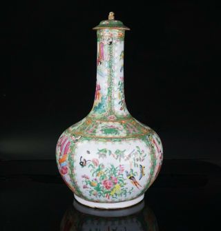 LARGE Chinese Canton Famille Rose Porcelain Vase & Lid c1840 - Ex Condi - 45cm 2