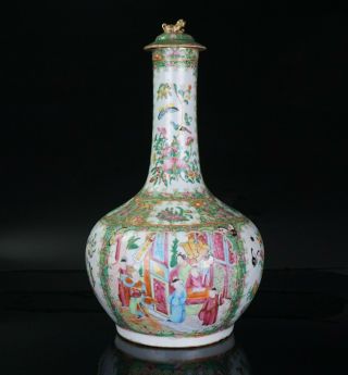 LARGE Chinese Canton Famille Rose Porcelain Vase & Lid c1840 - Ex Condi - 45cm 3