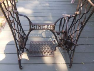 Vintage Cast Iron Metal Singer Treadle Sewing Machine Base Table Legs Stand