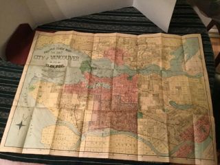 Antique Map City Of Vancouver And Suburbs On Linen Circa 1911