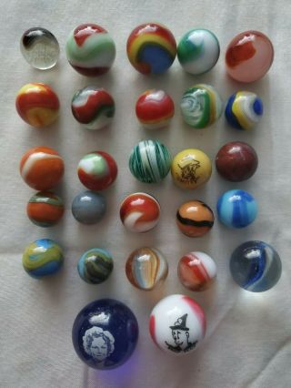 27 - Antique Vintage Machine Made Glass Toy Marbles