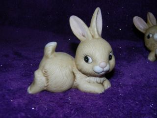 Vintage HOMCO Home Interiors Brown Bunny Rabbit Figurine Set of 3 2