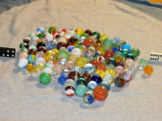 Large Group Of Vintage Glass Toy Marbles Marble Collecting Machine Made Old