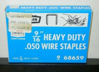 Vintage Sears Craftsman Heavy Duty Wire Staples (9/16 ", .  050) Made In Usa.  68659