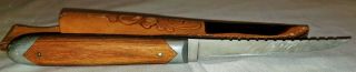 Vintage Queen Wooden Handle 9 3/4 " Fillet Knife With Sheath