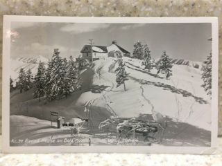 Vintage Rppc Round House On Bald Mountain Sun Valley Idaho Ski Lift & Run