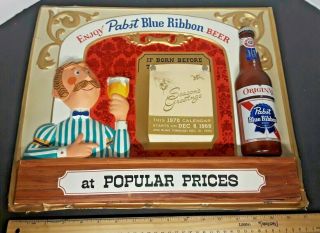 Vintage Pabst Blue Ribbon Beer Calendar Bar Advertising - Sign Authentic
