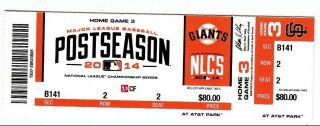 2014 San Francisco Giants Vs Cardinals Playoffs Ticket Stub Game 5 Pennant Win